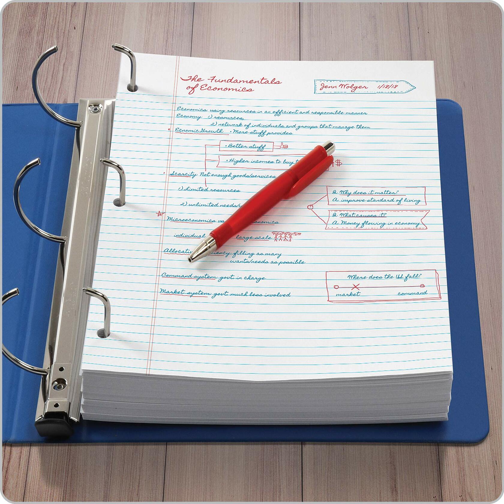 Oxford Wide Ruled Filler Paper 8x10.5in 3-Hole Punch 500 Sheets White