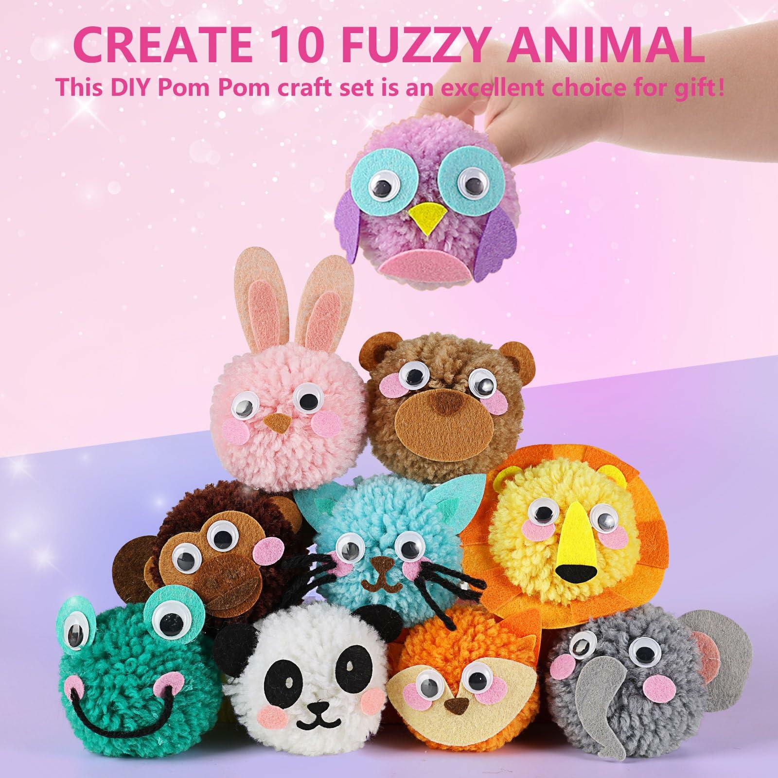 [Like New] Pom Pom Craft Kit DIY Plush Animal Art Project for Kids Ages 6-9