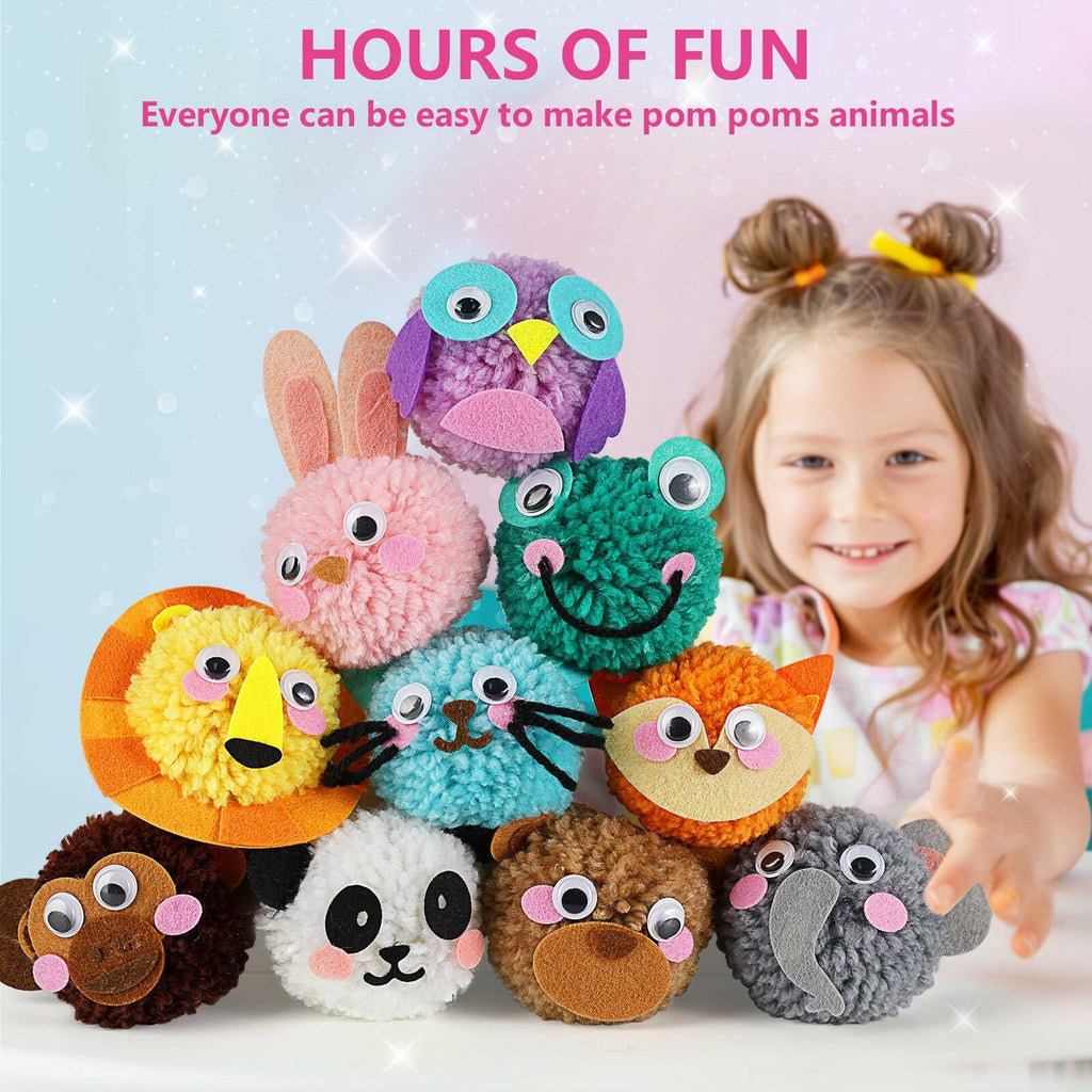[Like New] Pom Pom Craft Kit DIY Plush Animal Art Project for Kids Ages 6-9
