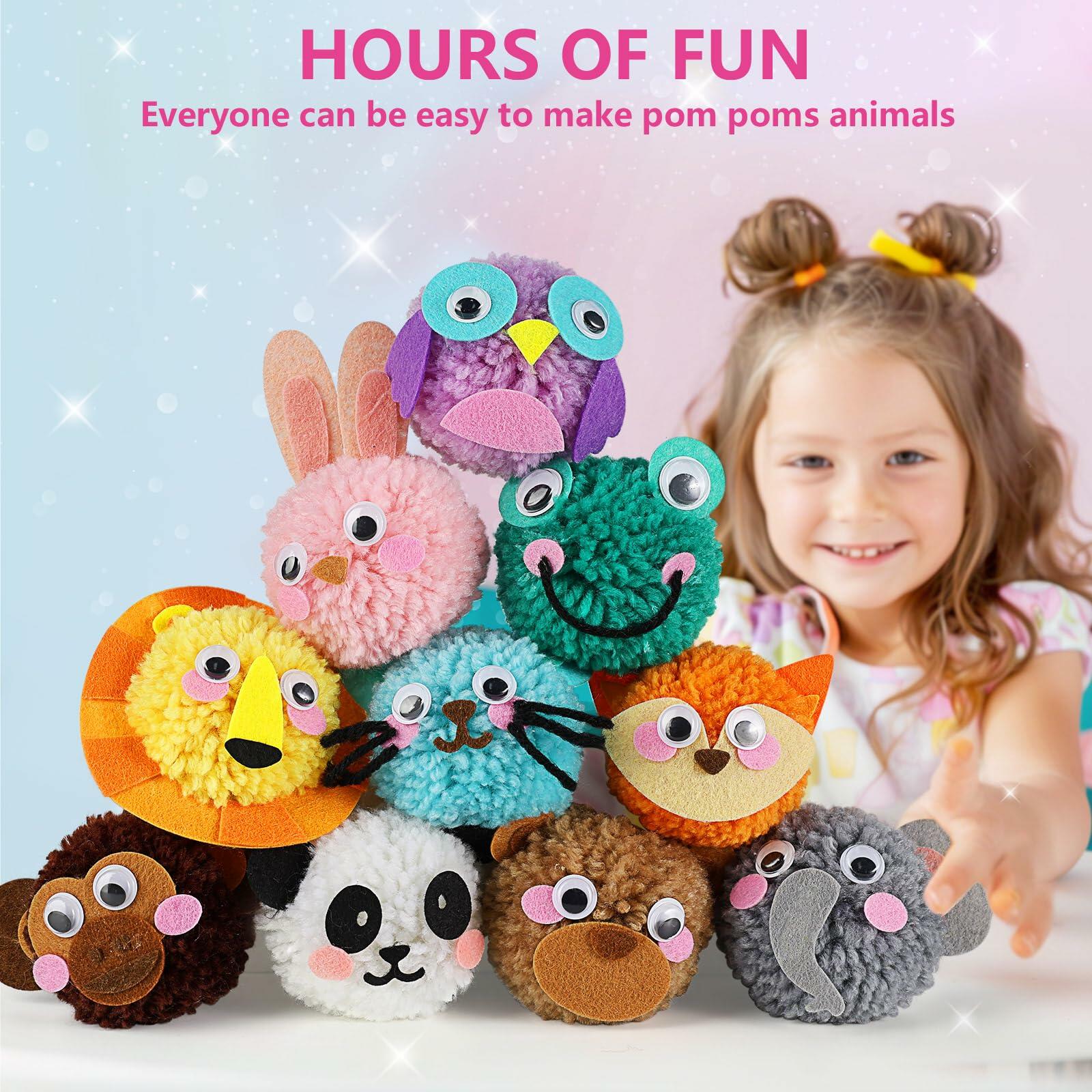[Like New] Pom Pom Craft Kit DIY Plush Animal Art Project for Kids Ages 6-9