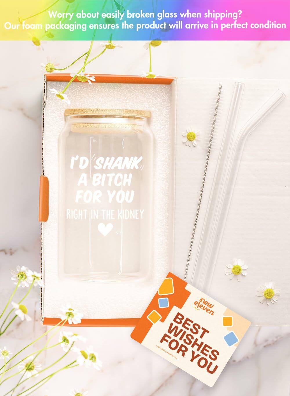 [Like New] NewEleven Friendship Gift for Women 16 Oz Coffee Glass Bestie Present
