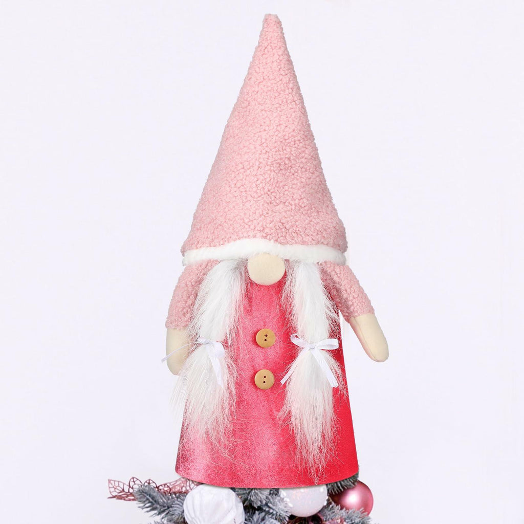Gejoy Christmas Tree Topper 21.65in Pink Gnome Plush Scandinavian Xmas Decor