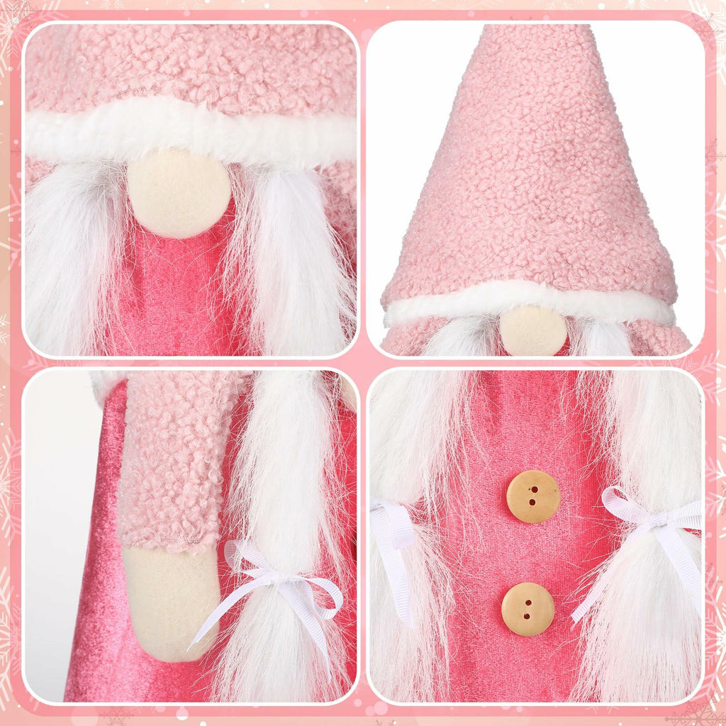 Gejoy Christmas Tree Topper 21.65in Pink Gnome Plush Scandinavian Xmas Decor