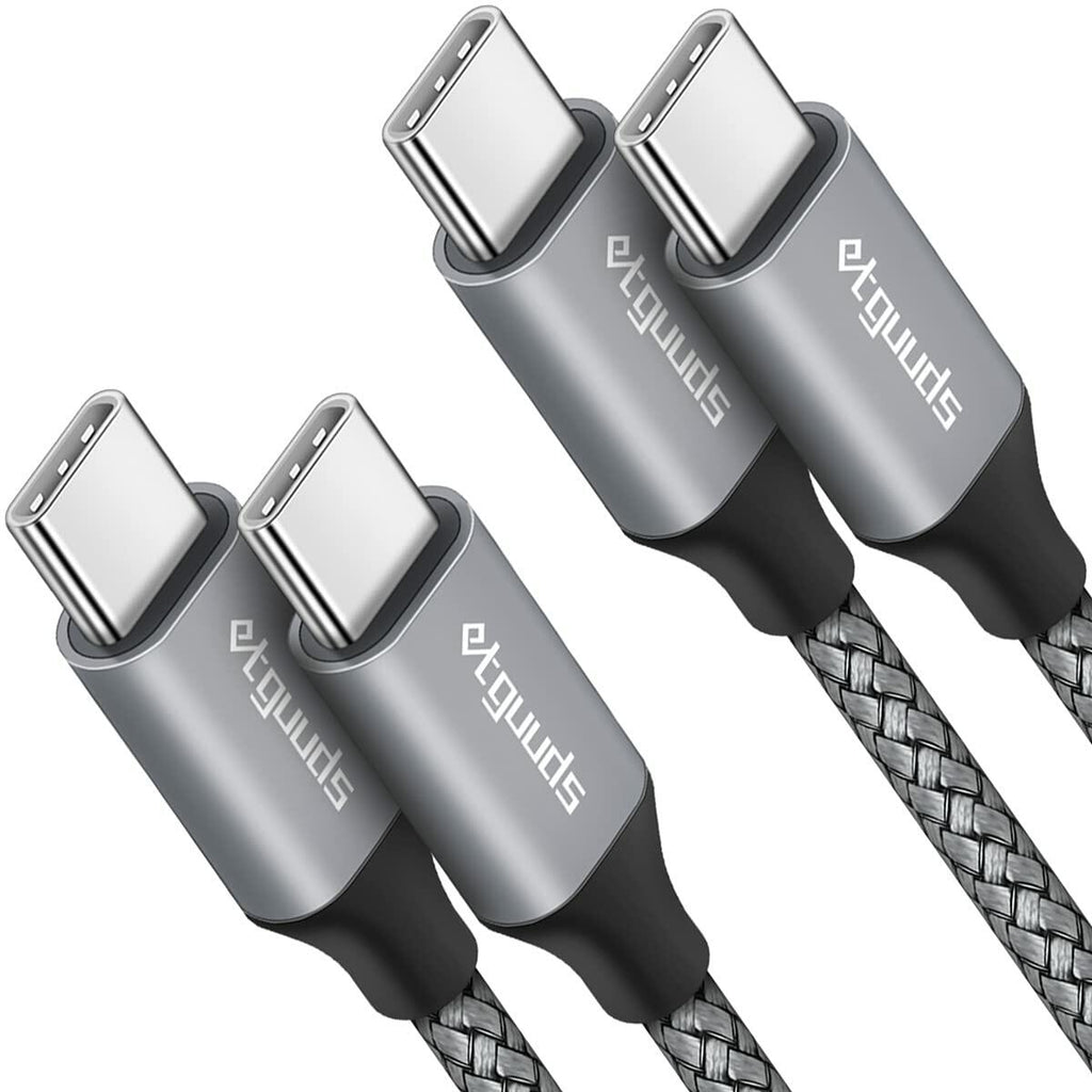 etguuds USB C to USB C Cable 3ft 2-Pack 60W Fast Charging Black