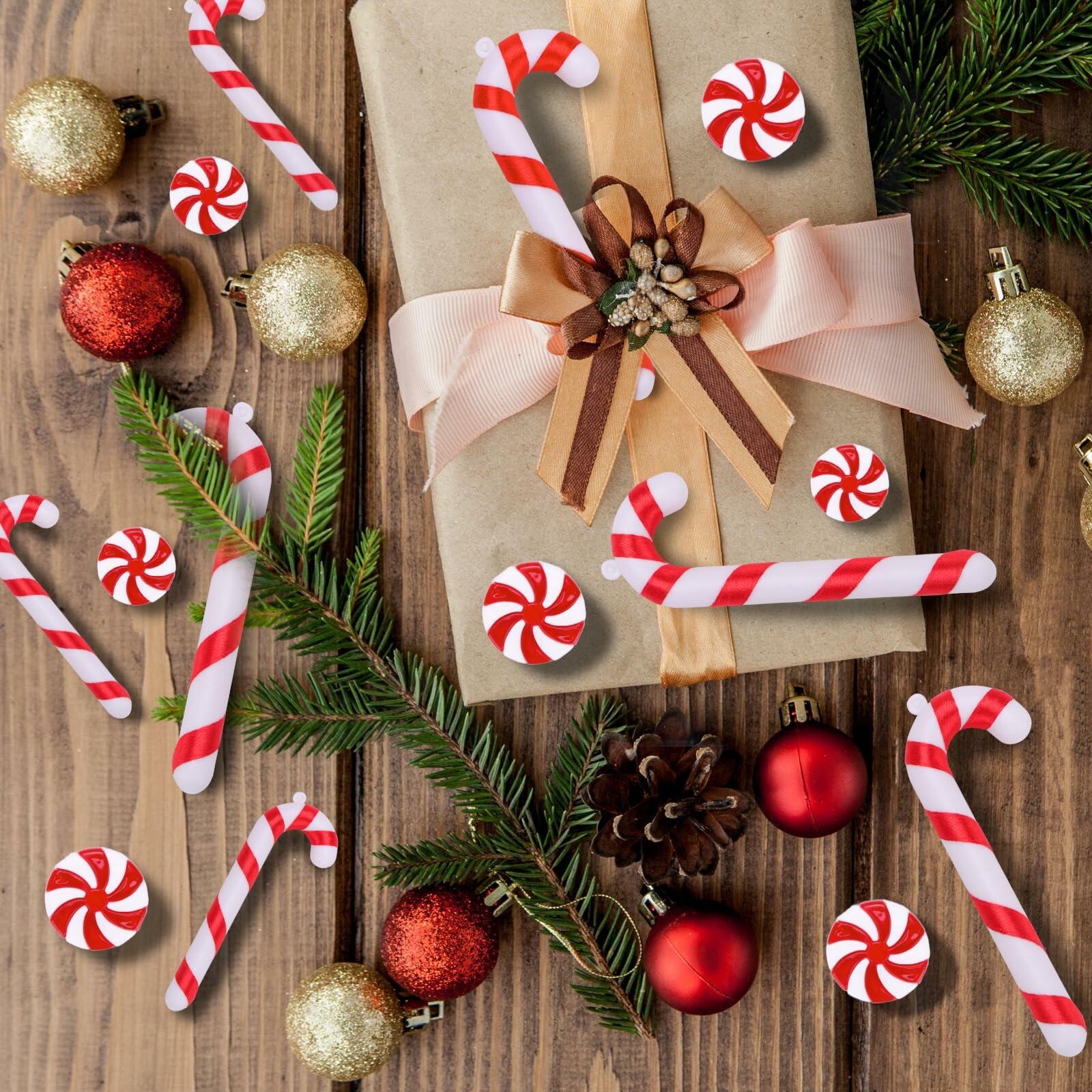 40 Pack Candy Cane Christmas Ornaments Plastic Peppermint Tree Decorations