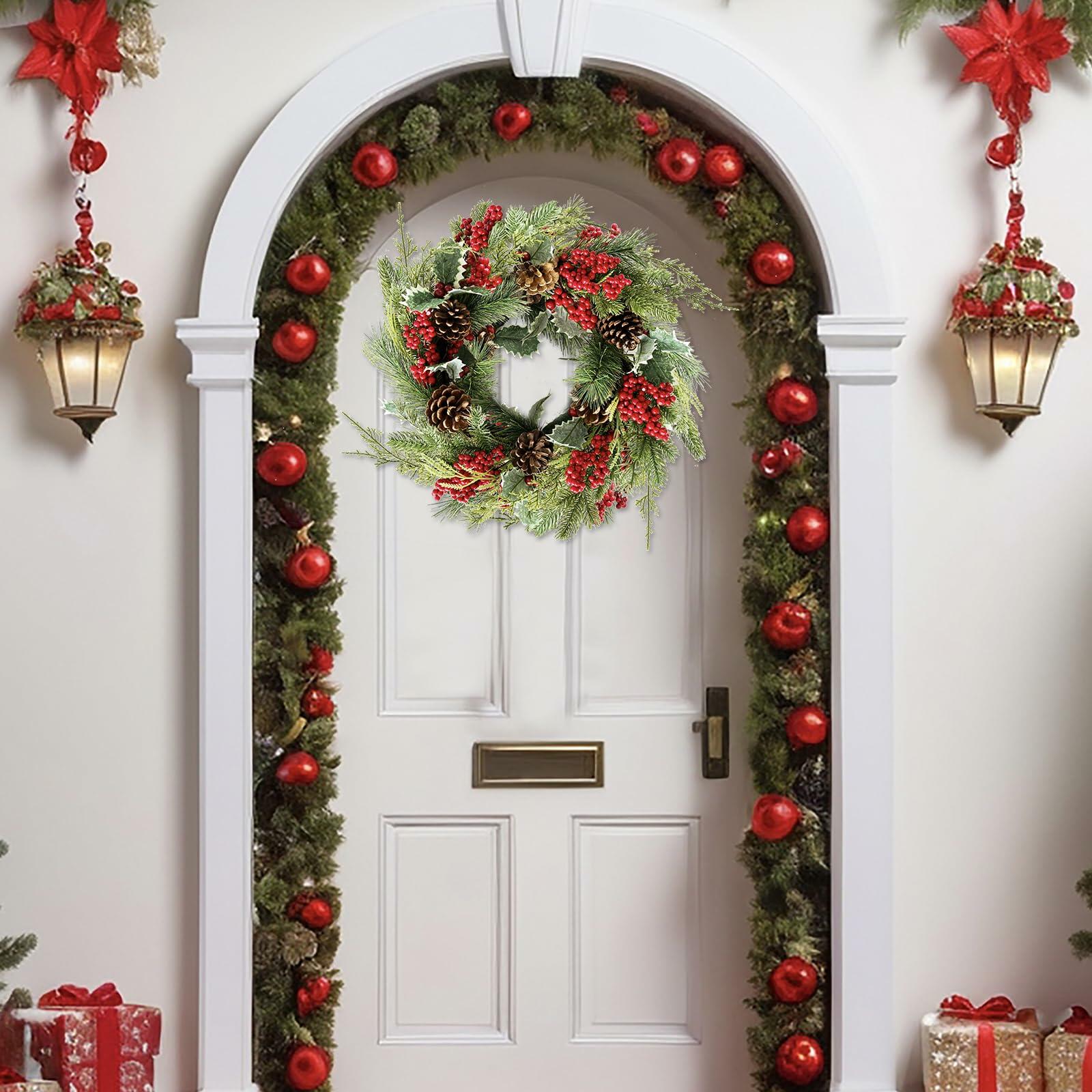 Botanic Dream Christmas Wreath 20in Pine Cones Red Berries Evergreen