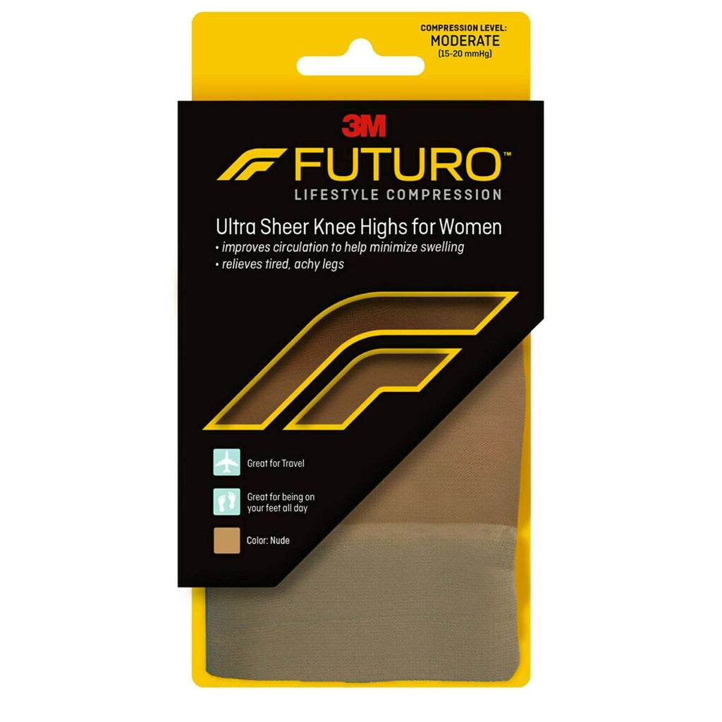 [Like New] FUTURO Ultra Sheer Knee Highs Moderate Compression Nude Size M