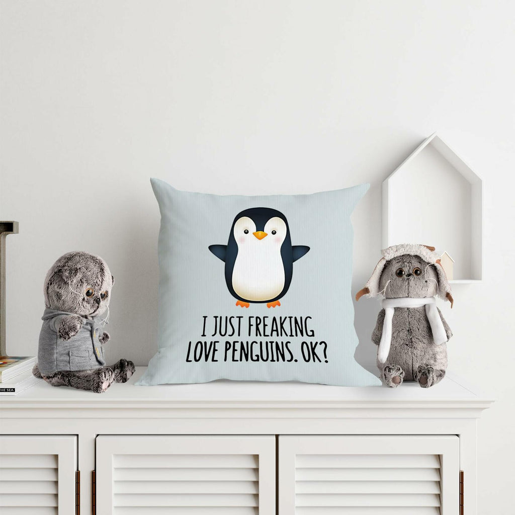 Voatok Penguin Love Decorative Throw Pillow Case 18x18 inch Yolk Yellow
