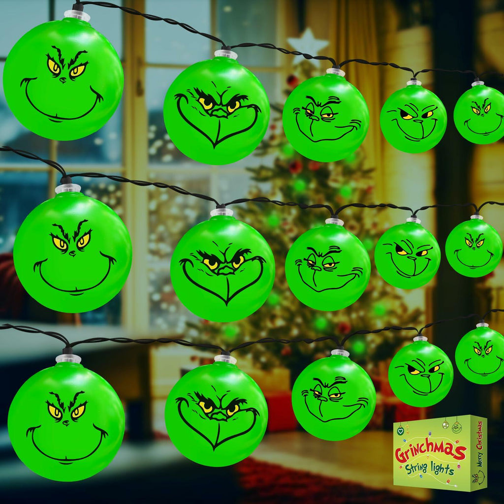 ZOSTA 10ft 20 LED Grinch Christmas Lights Battery Powered Green