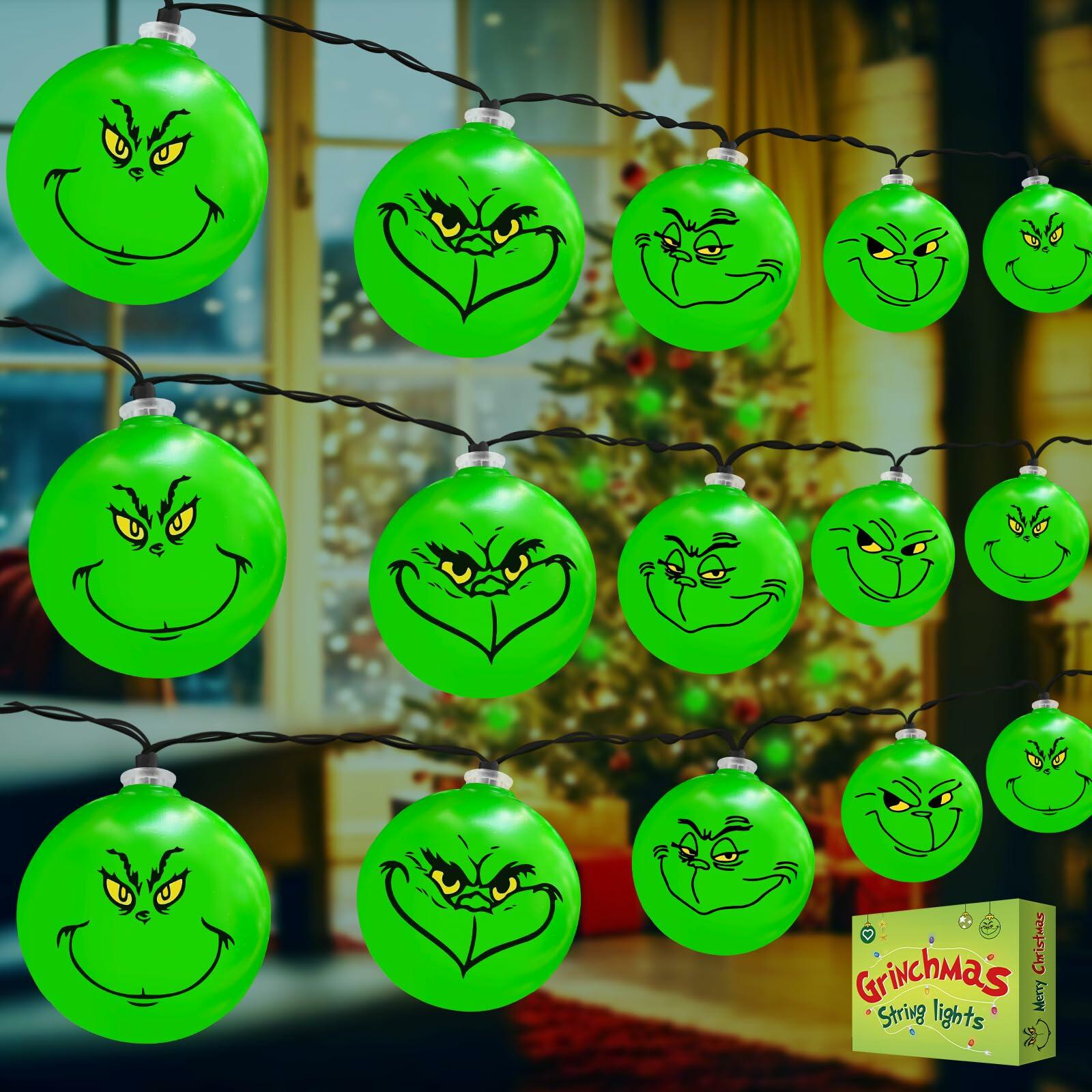 ZOSTA 10ft 20 LED Grinch Christmas Lights Battery Powered Green