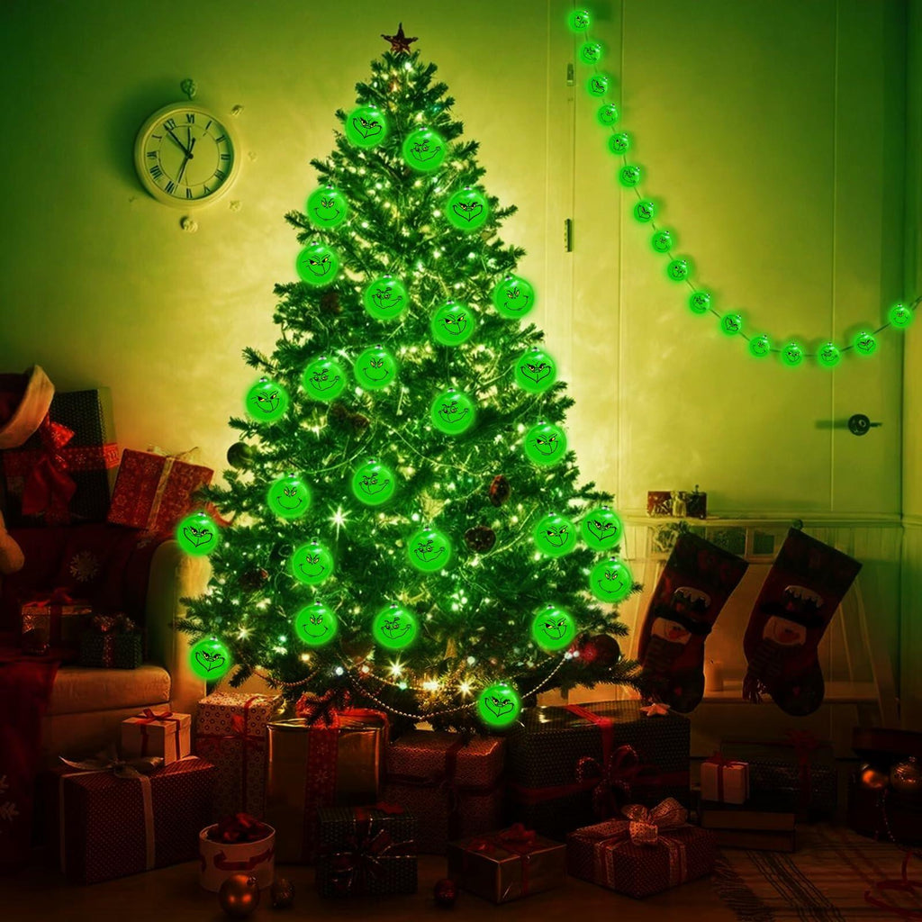 ZOSTA 10ft 20 LED Grinch Christmas Lights Battery Powered Green