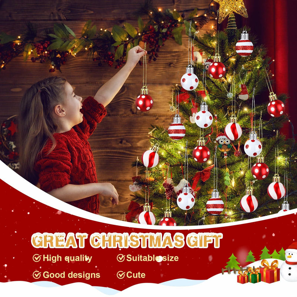 [Like_new] Shappy 72 Pcs Mini Red Christmas Ball Ornaments Xmas Tree Decorations