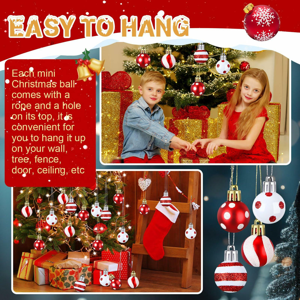 [Like_new] Shappy 72 Pcs Mini Red Christmas Ball Ornaments Xmas Tree Decorations