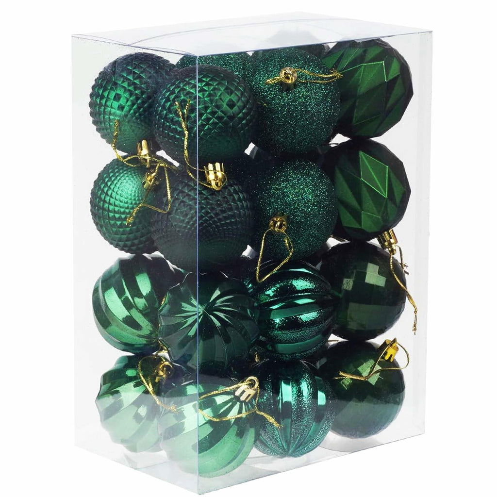 Emopeak 12Pcs Shatterproof Christmas Tree Ornaments 3.15in Dark Green