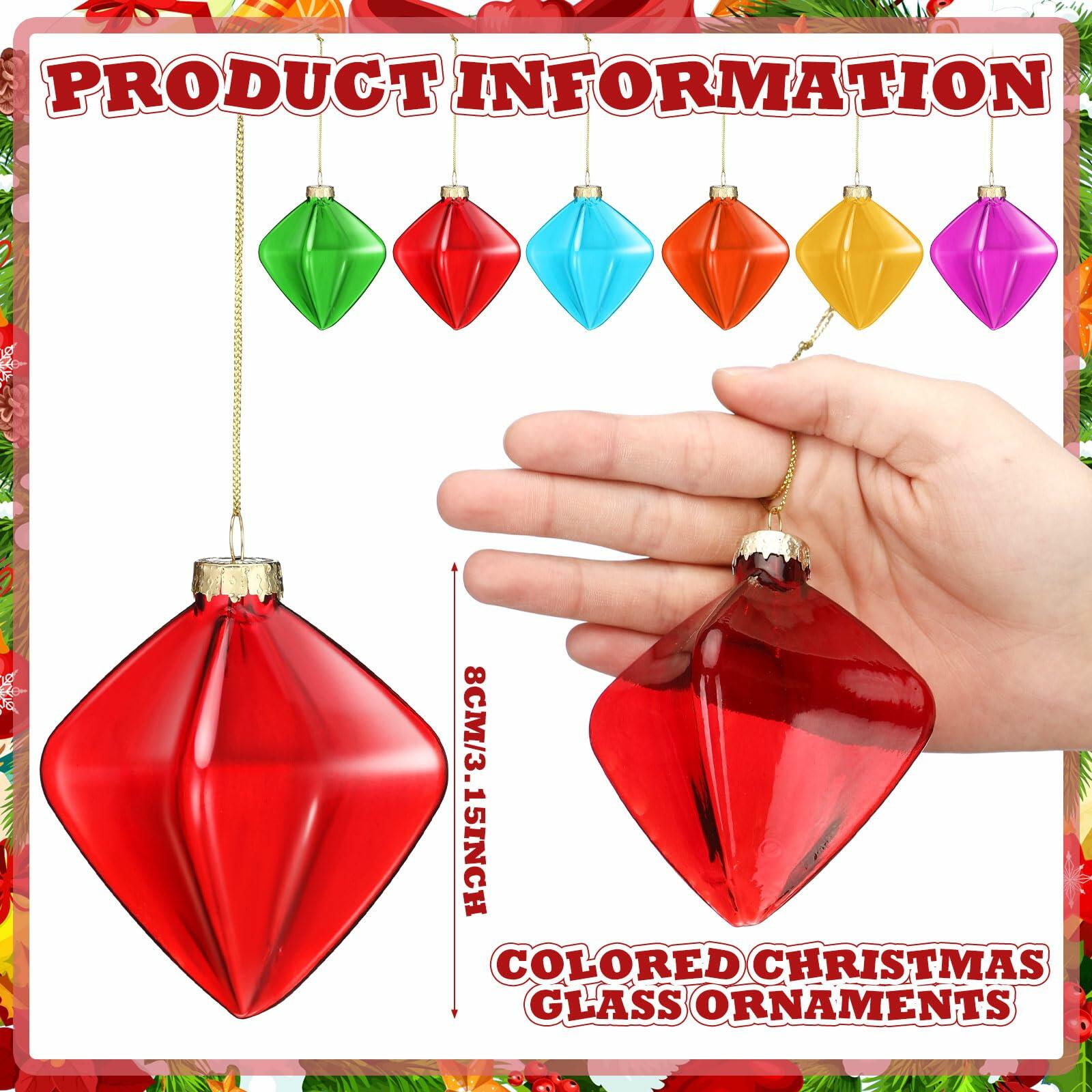 Vercraft Rainbow Glass Christmas Ball Ornaments 3.15in Multicolor 6pcs