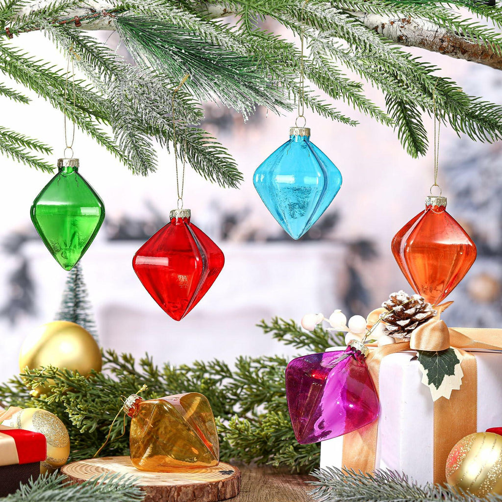 Vercraft Rainbow Glass Christmas Ball Ornaments 3.15in Multicolor 6pcs
