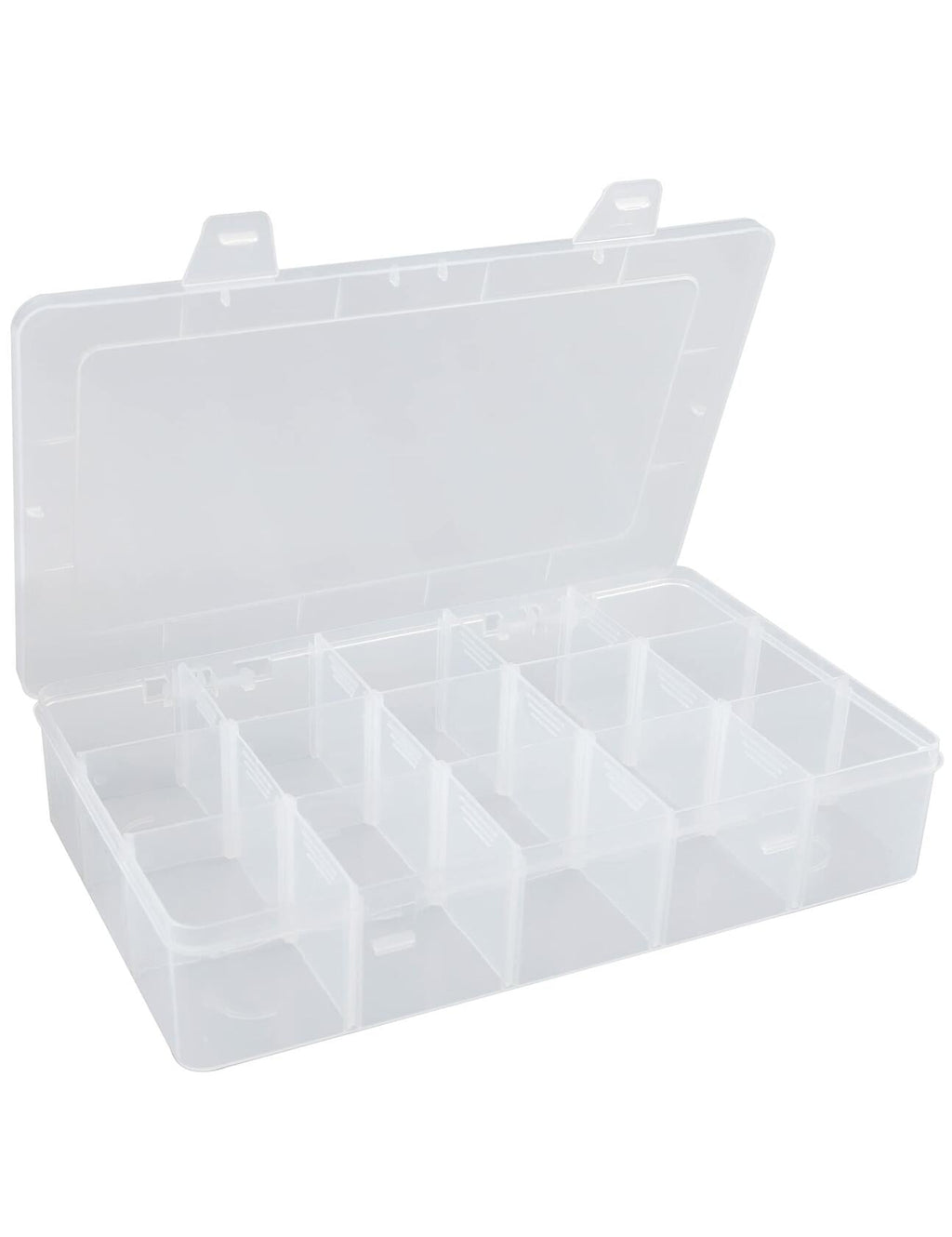Hlotmeky Plastic Organizer Box with Dividers Bead Organizer 15 Large Grids Clear