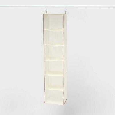 [Like New] Brightroom 6 Shelf Hanging Closet Organizer Tan Fabric Storage