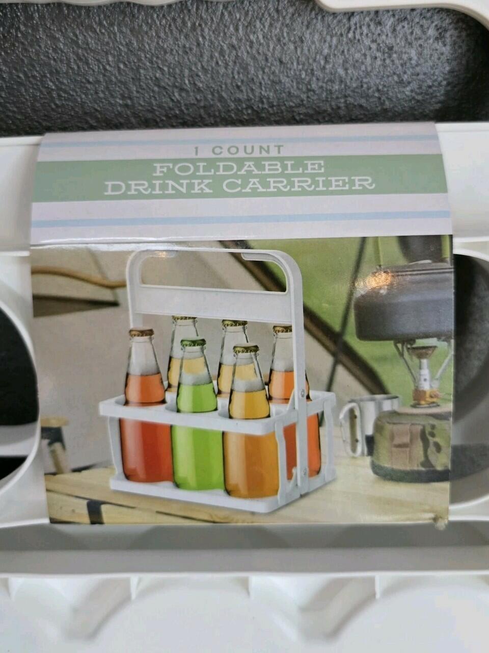 Unbranded Foldable Drink Carrier Plastic 6 Cup Holder 3in Diameter