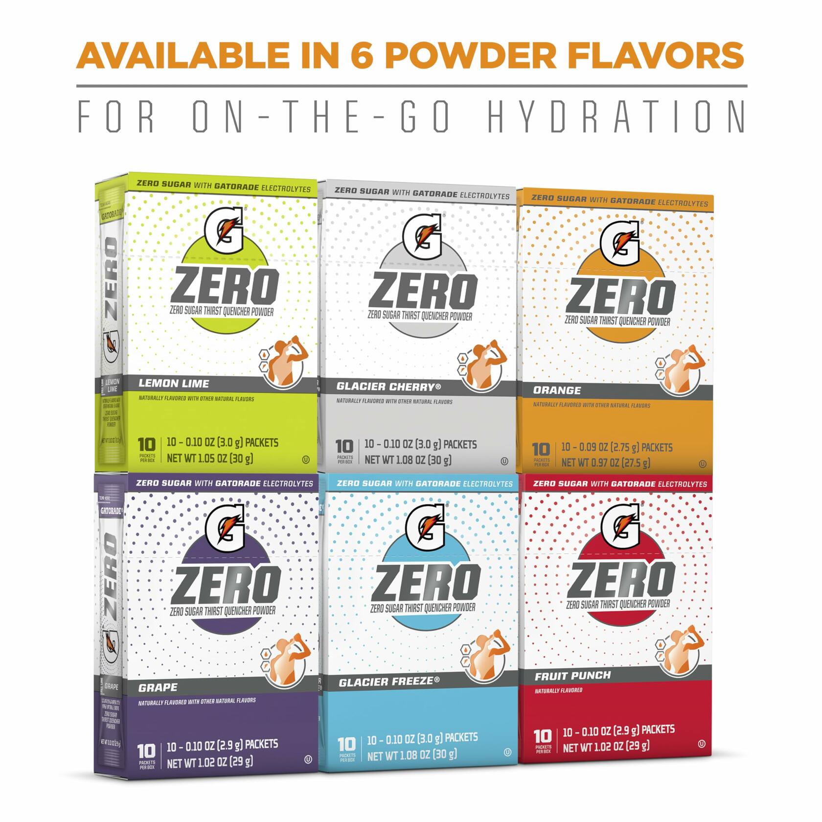 BestBy 9/25Gatorade G Zero Electrolyte Drink Mix Fruit Punch 120 Packets