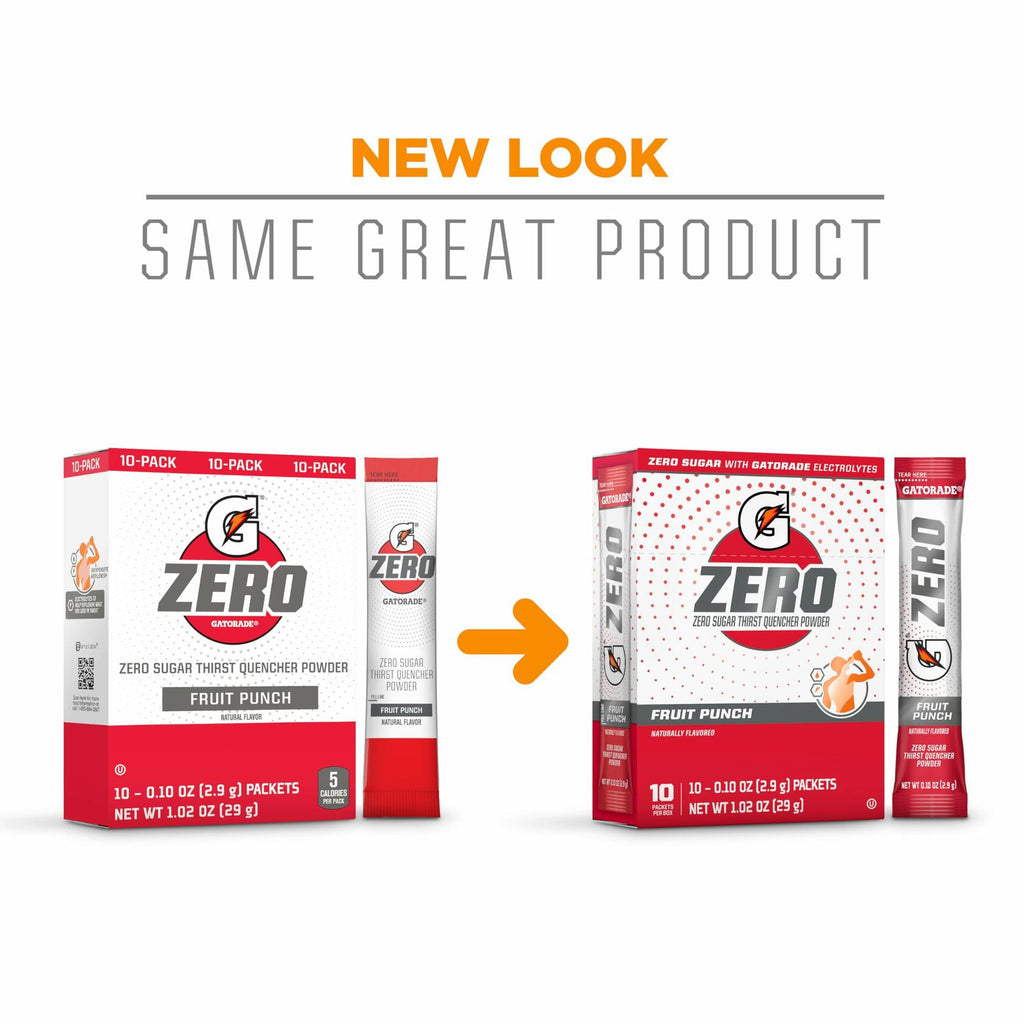 BestBy 9/25Gatorade G Zero Electrolyte Drink Mix Fruit Punch 120 Packets