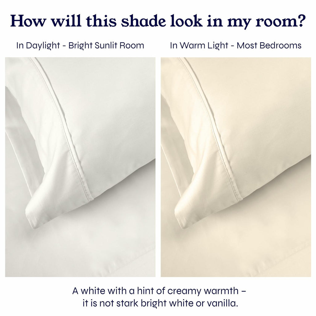 California Design Den 100% Cotton Full Sheets Set 400TC Deep Pockets Ivory