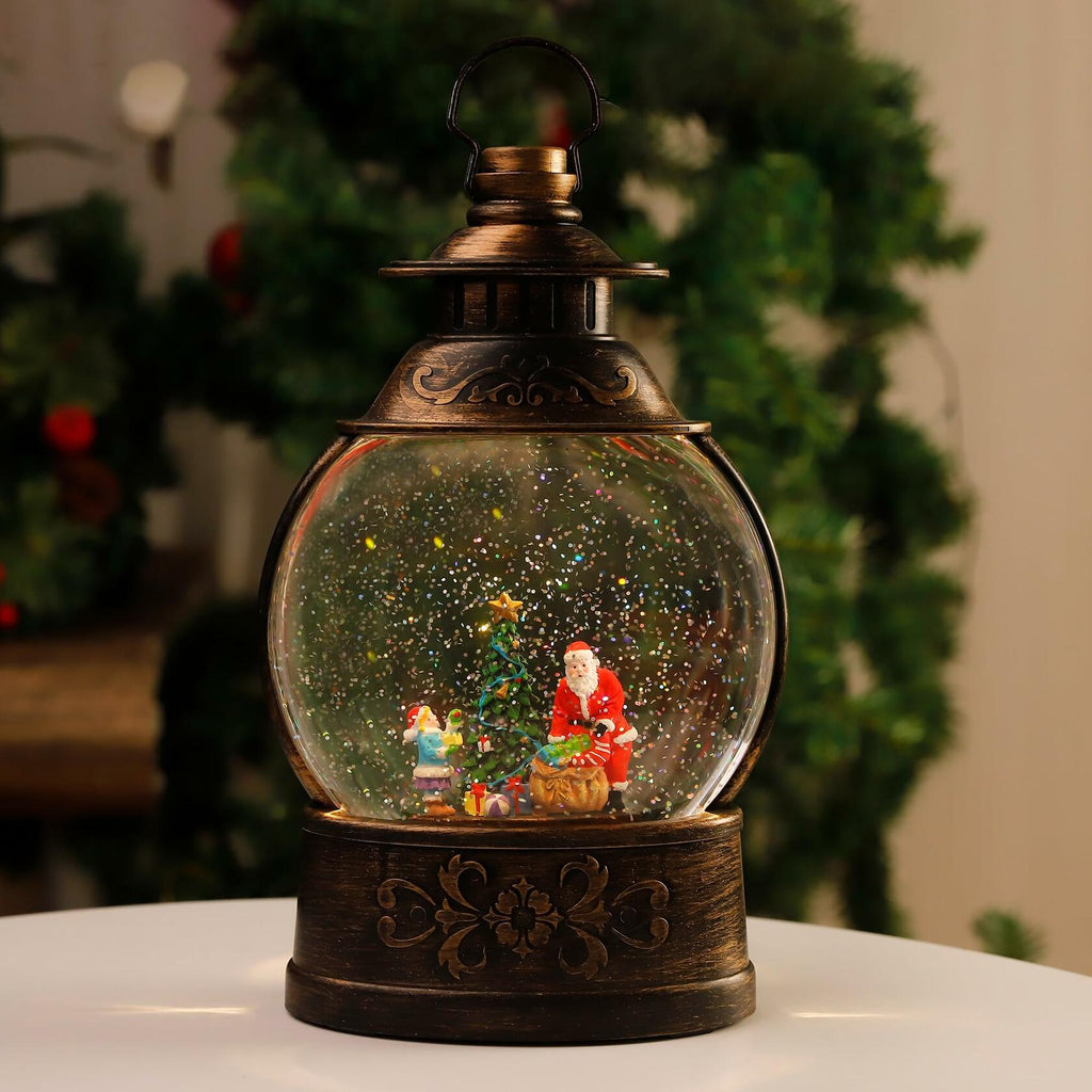 12.2" Christmas Musical Snow Globe Lantern Battery Operated USB