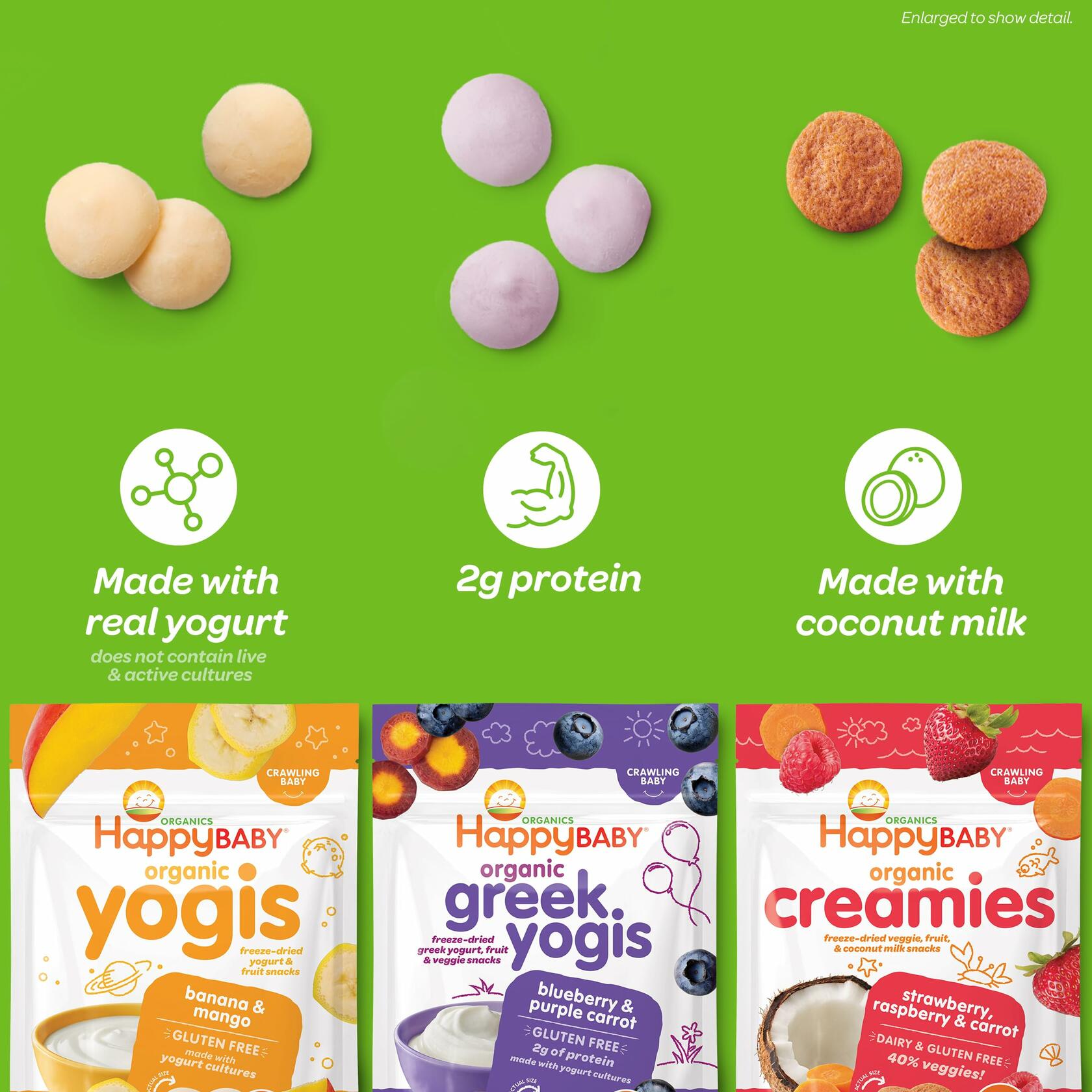 Happy Baby Organics Yogis Freeze-Dried Yogurt Fruit Snacks 3 Flavor 3oz Pack