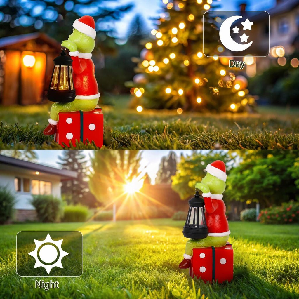 PopMeme Christmas Garden Statues Solar Lights Outdoor Lawn Decor Figurine
