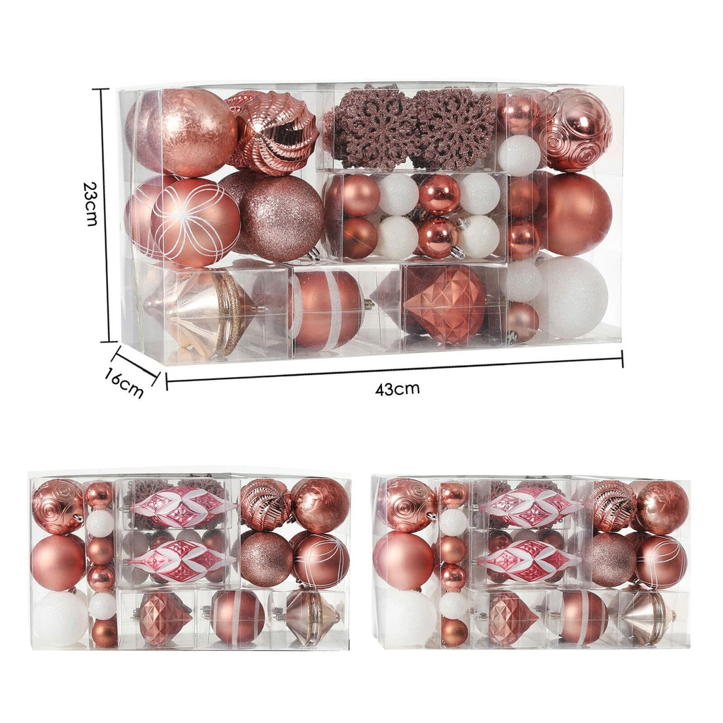XmasExp Christmas Ball Ornaments Shatterproof Rose Gold 102pcs Set Xmas Tree