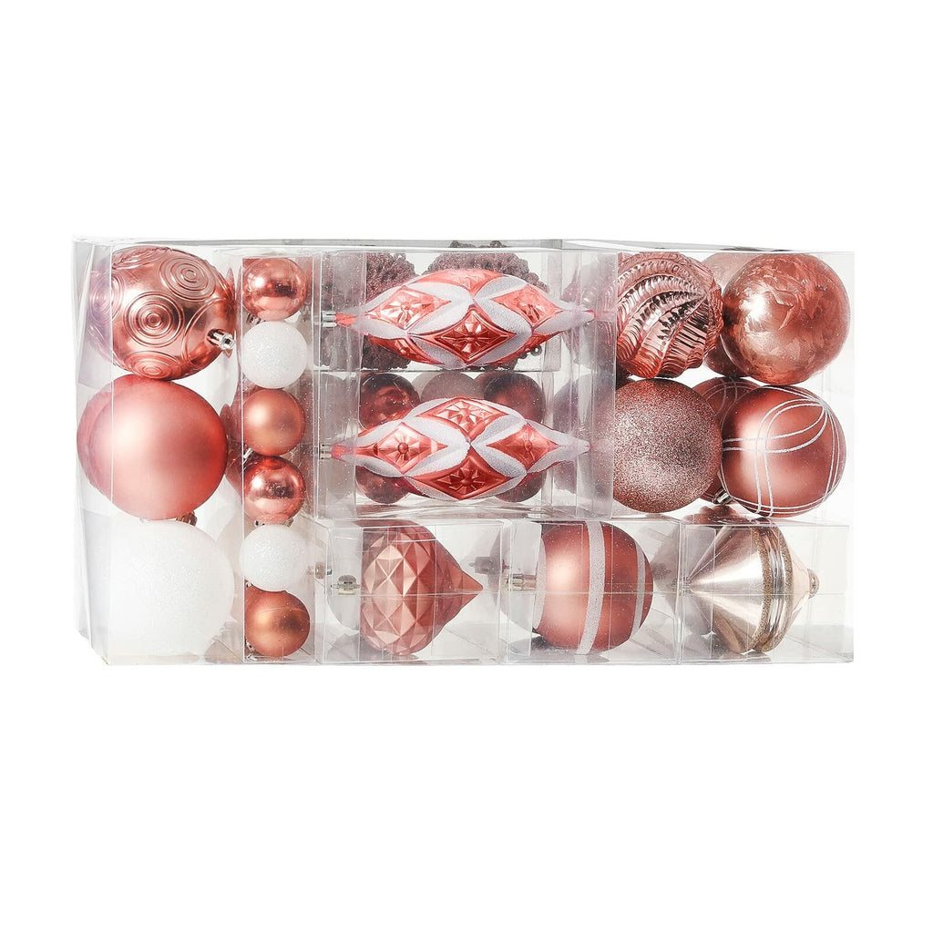 XmasExp Christmas Ball Ornaments Shatterproof Rose Gold 102pcs Set Xmas Tree
