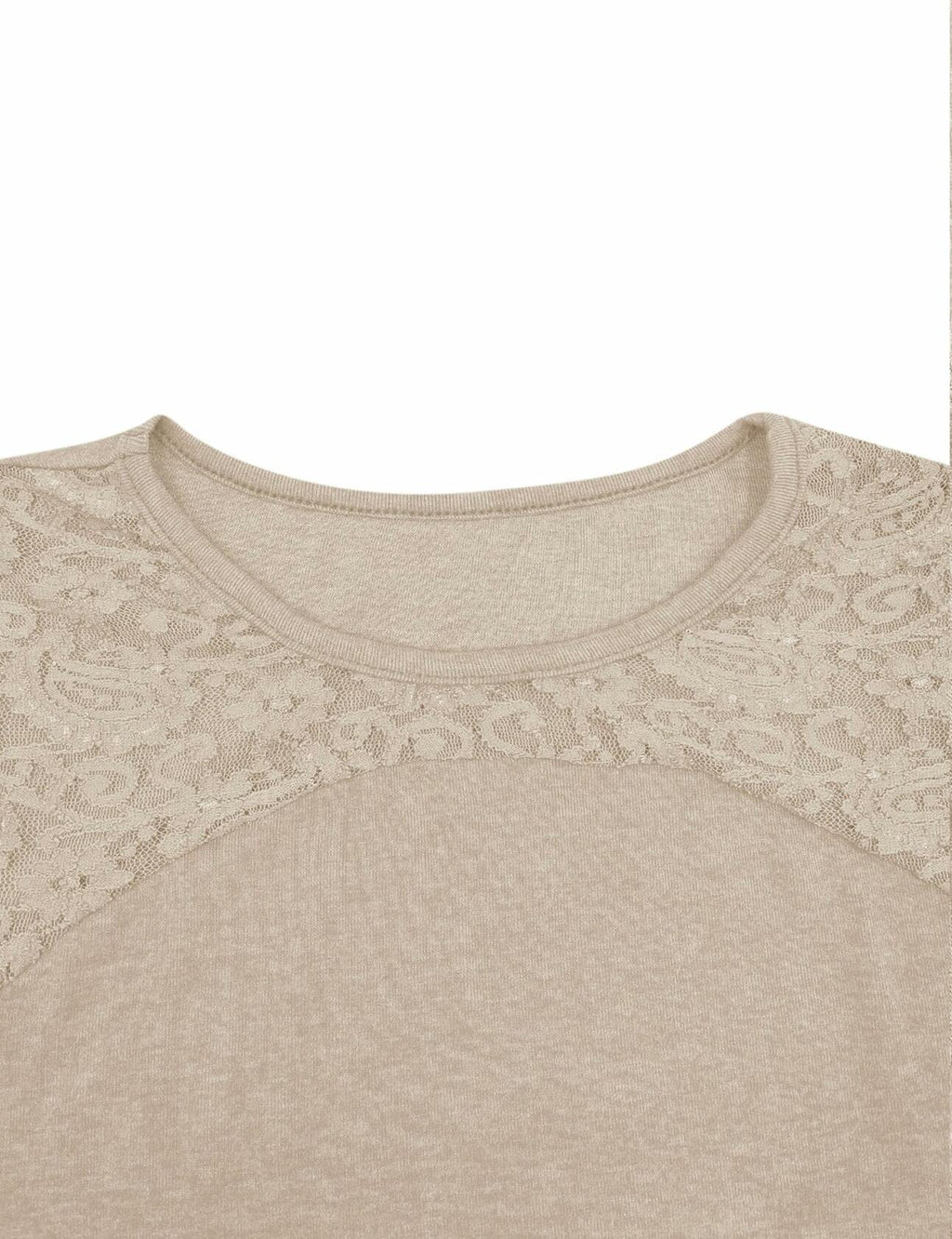 Uincloset Women's Long Sleeve Lace Crochet Tunic Blouse Khaki Size XX-Large