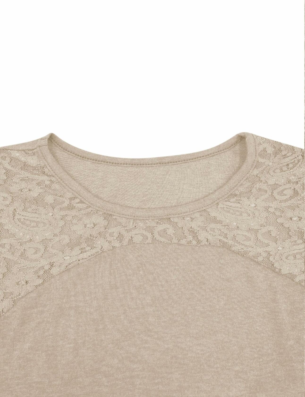 Uincloset Women's Long Sleeve Lace Crochet Tunic Blouse Khaki Size XX-Large