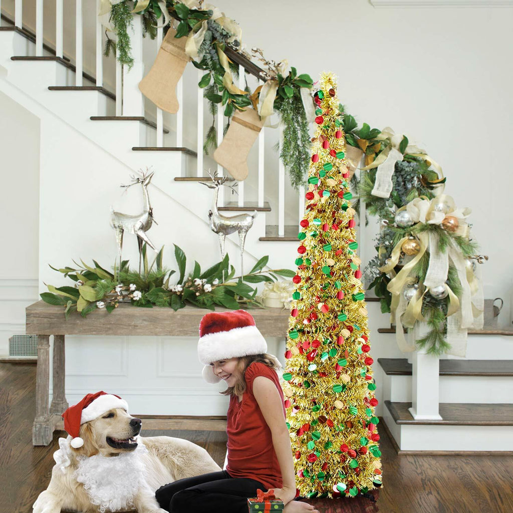 5FT Pop-Up Artificial Christmas Tree Collapsible Silver Pencil Indoor Outdoor