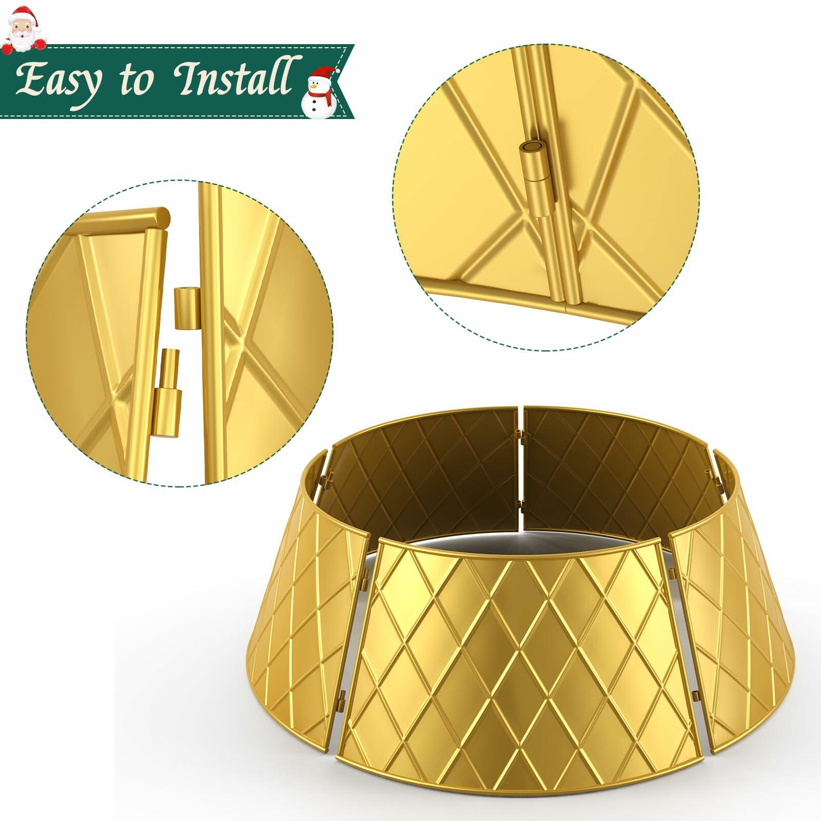 Irrantan Metal Christmas Tree Collar 28 Inch Golden Christmas Decoration