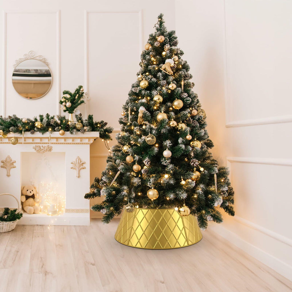 Irrantan Metal Christmas Tree Collar 28 Inch Golden Christmas Decoration