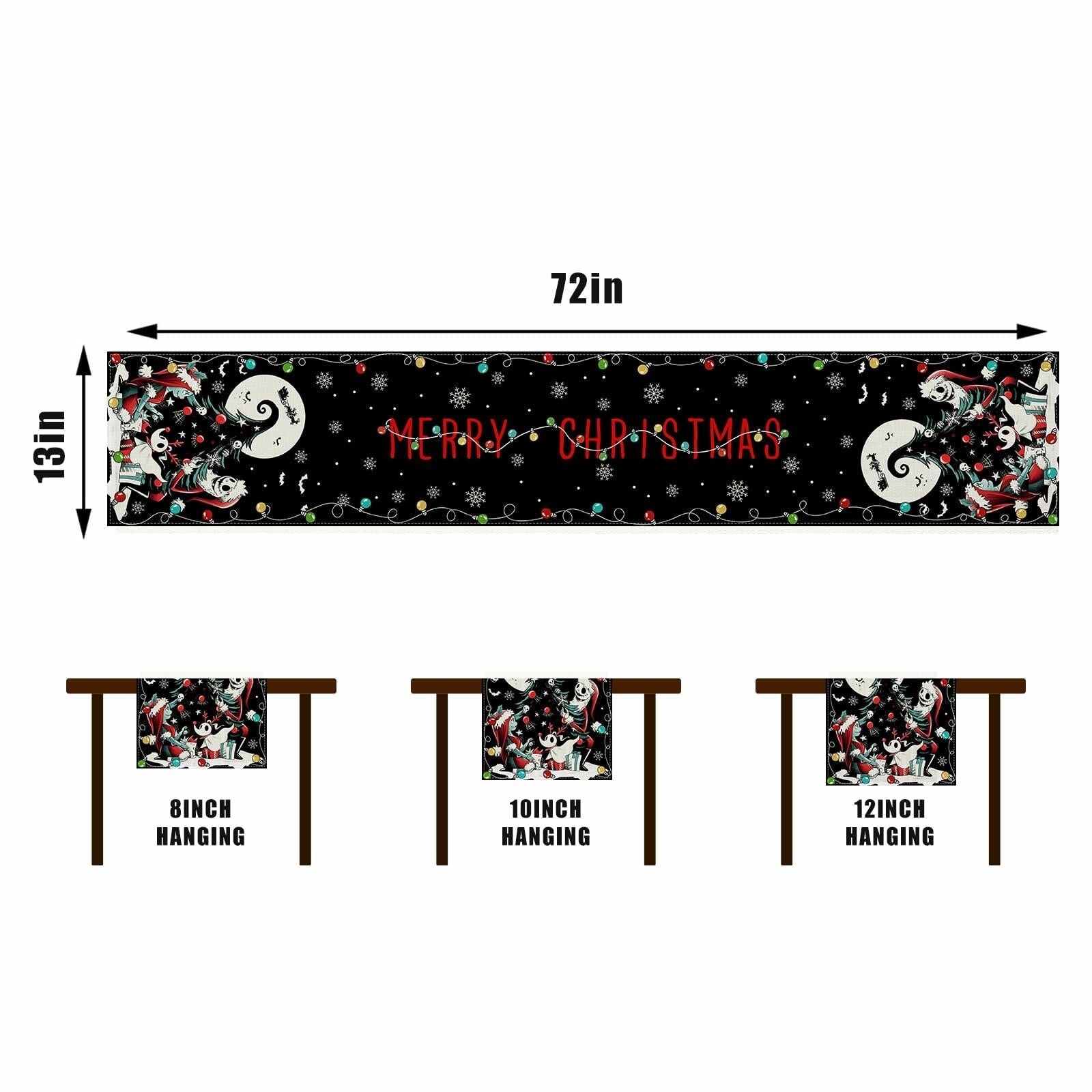 Christmas Table Runner Merry Christmas Winter Xmas Decorations 13x72 Inch