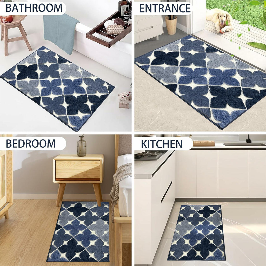 Planially Bathroom Rugs Non-Slip Soft Shaggy Bath Mat 20x32 Blue
