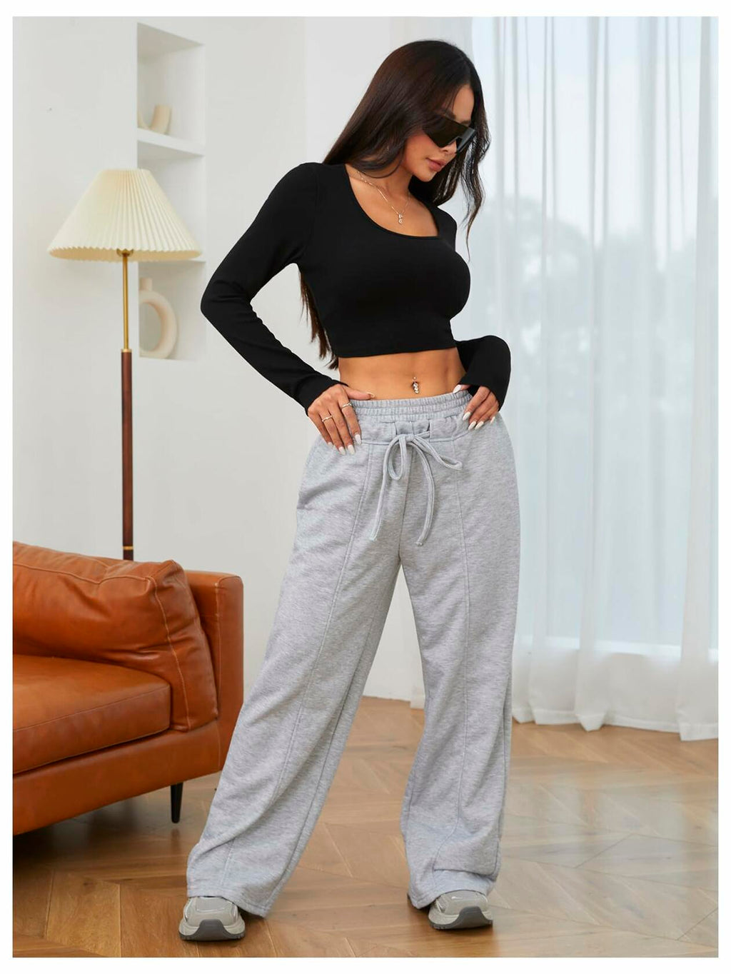 Verdusa Women's Square Neck Slim Fitted Crop Top Long Sleeve Black XS Size XS