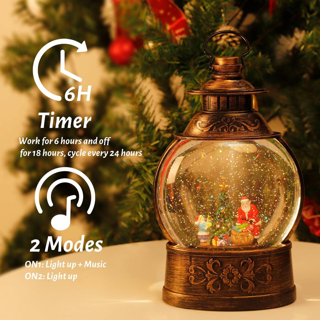 12.2" Christmas Musical Snow Globe Lantern Battery Operated USB
