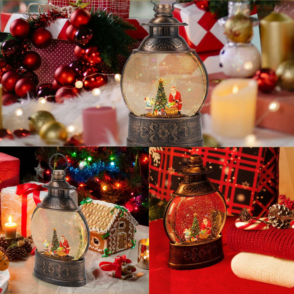 12.2" Christmas Musical Snow Globe Lantern Battery Operated USB