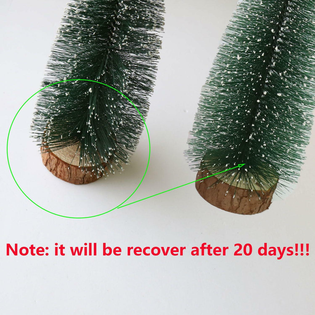[Like New] Bottle Brush Mini Christmas Trees Green 4pcs 4in with Snow Wooden Base