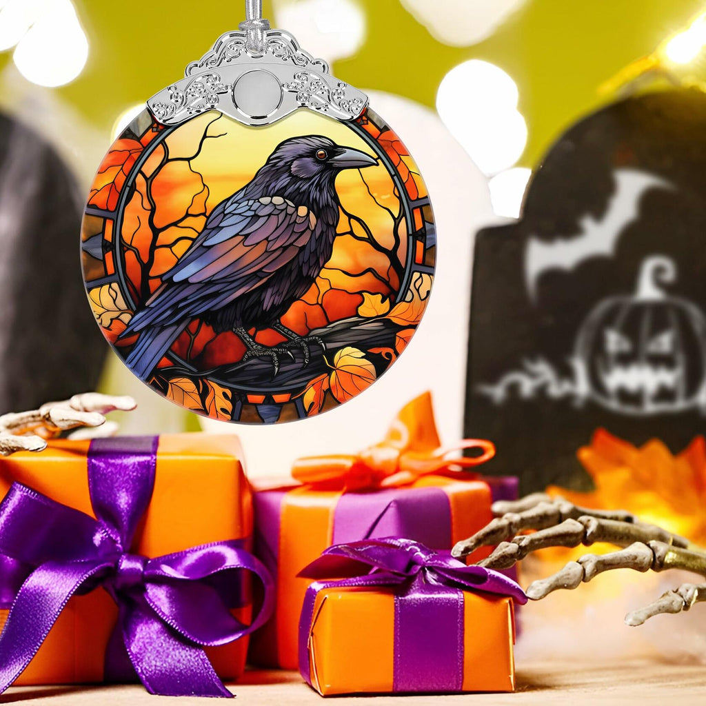Stained Glass Christmas Ornament Crow Holiday Decoration Unique Gift