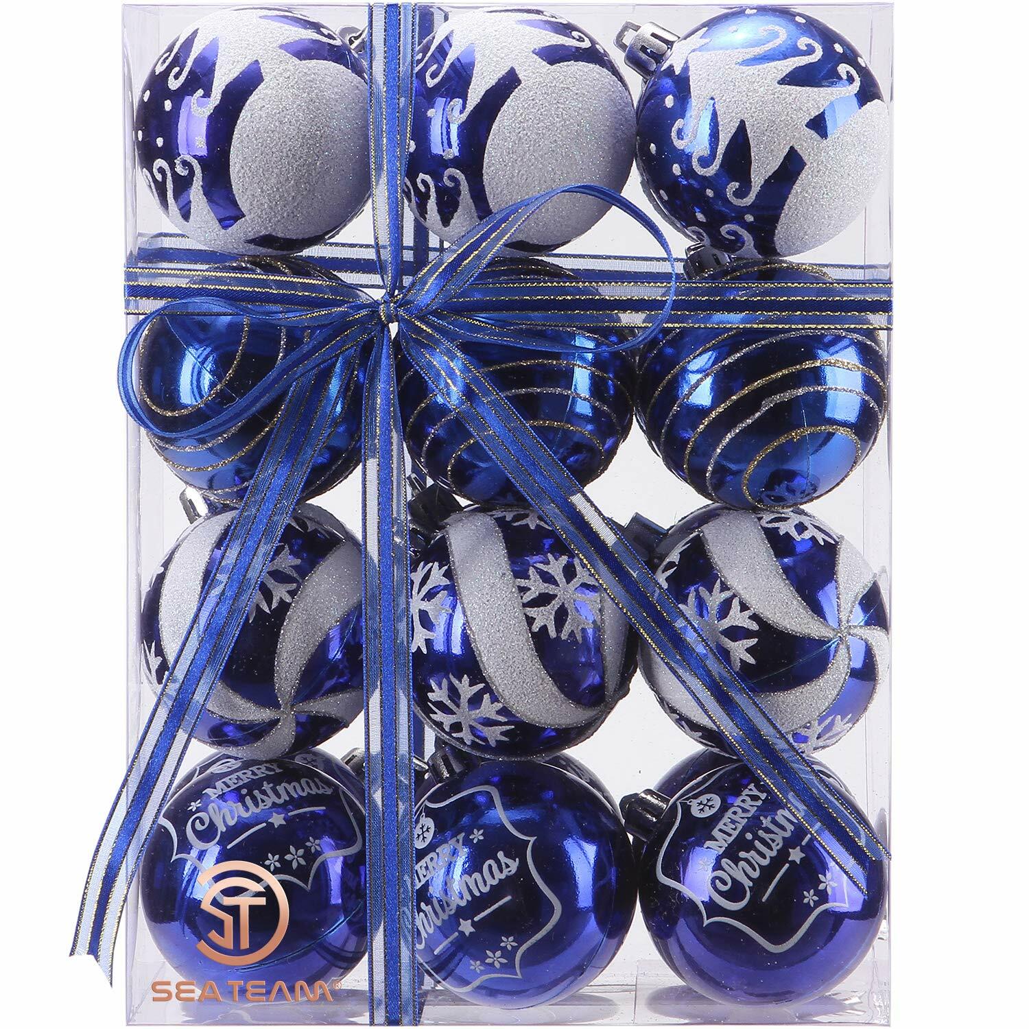 Sea Team 60mm Champagne Shatterproof Christmas Ball Ornaments Set 24 Count