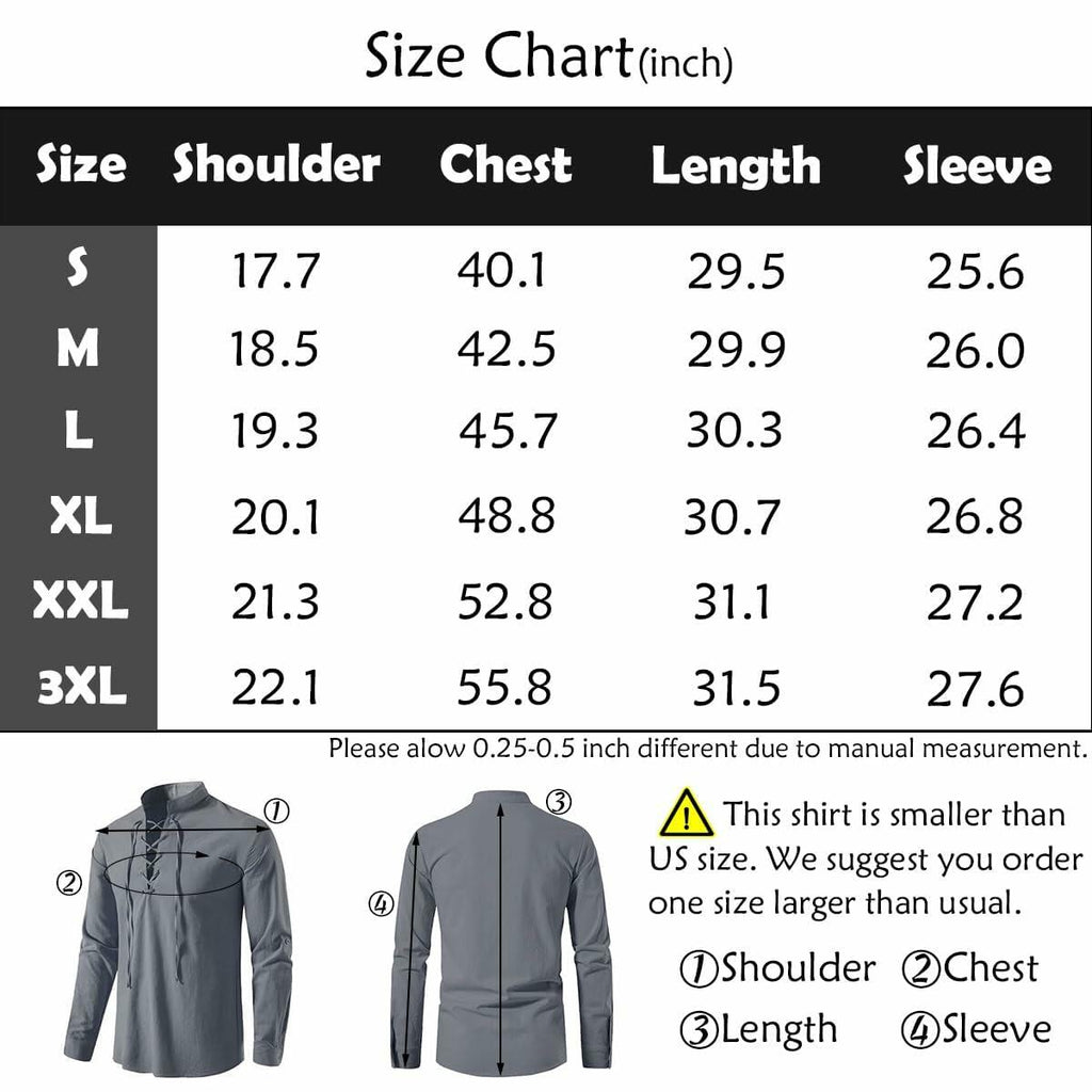 Heyigrow Mens Pirate Long Sleeve Shirt Viking Cosplay Renaissance Top, XL