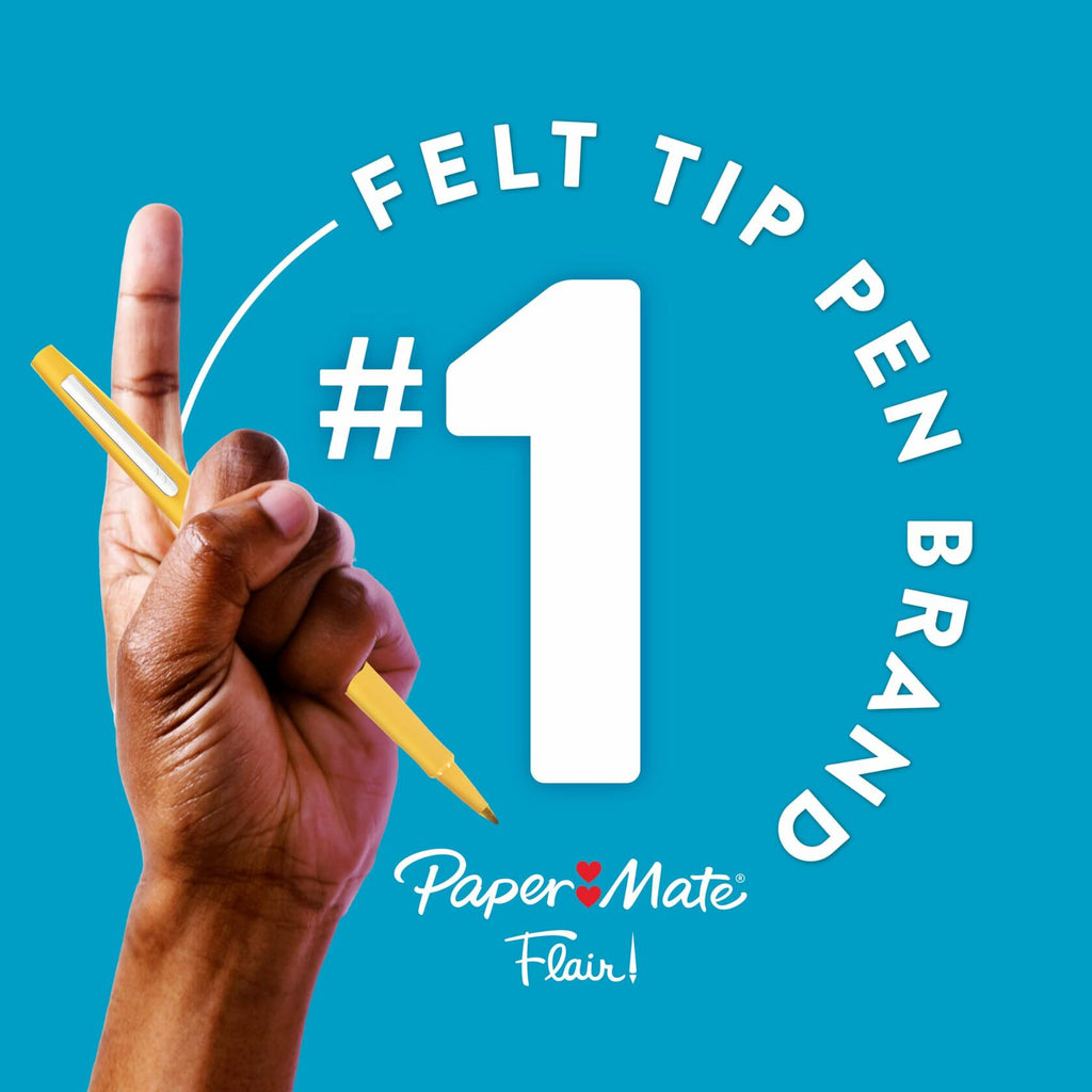 Paper Mate Flair Felt Tip Pens Medium 0.7mm Assorted Retro 12 Count