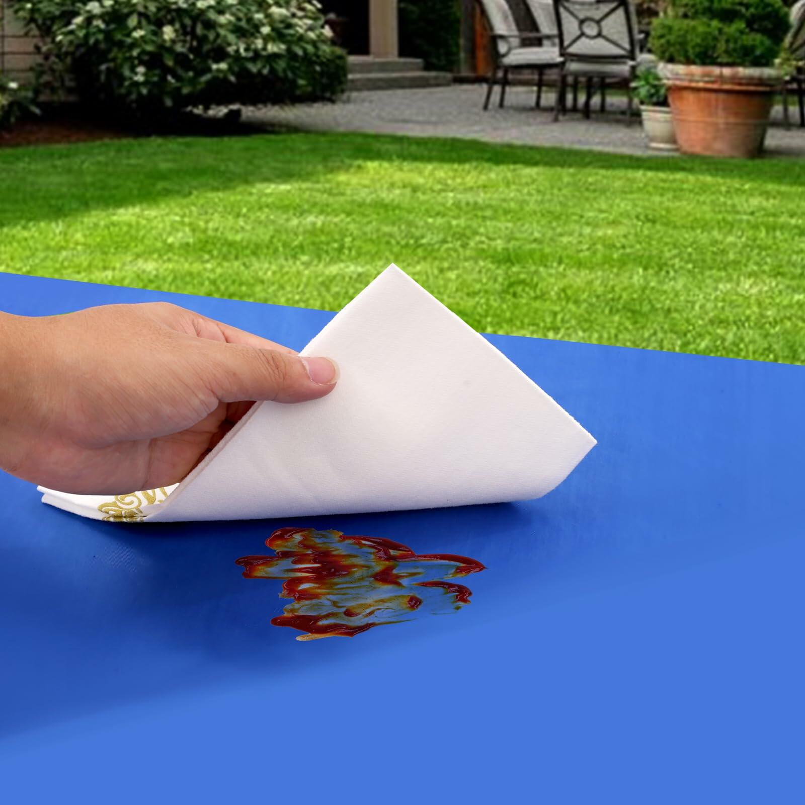 WDF Disposable Plastic Tablecloth Roll 54in x 300ft Blue with Slide Cutter