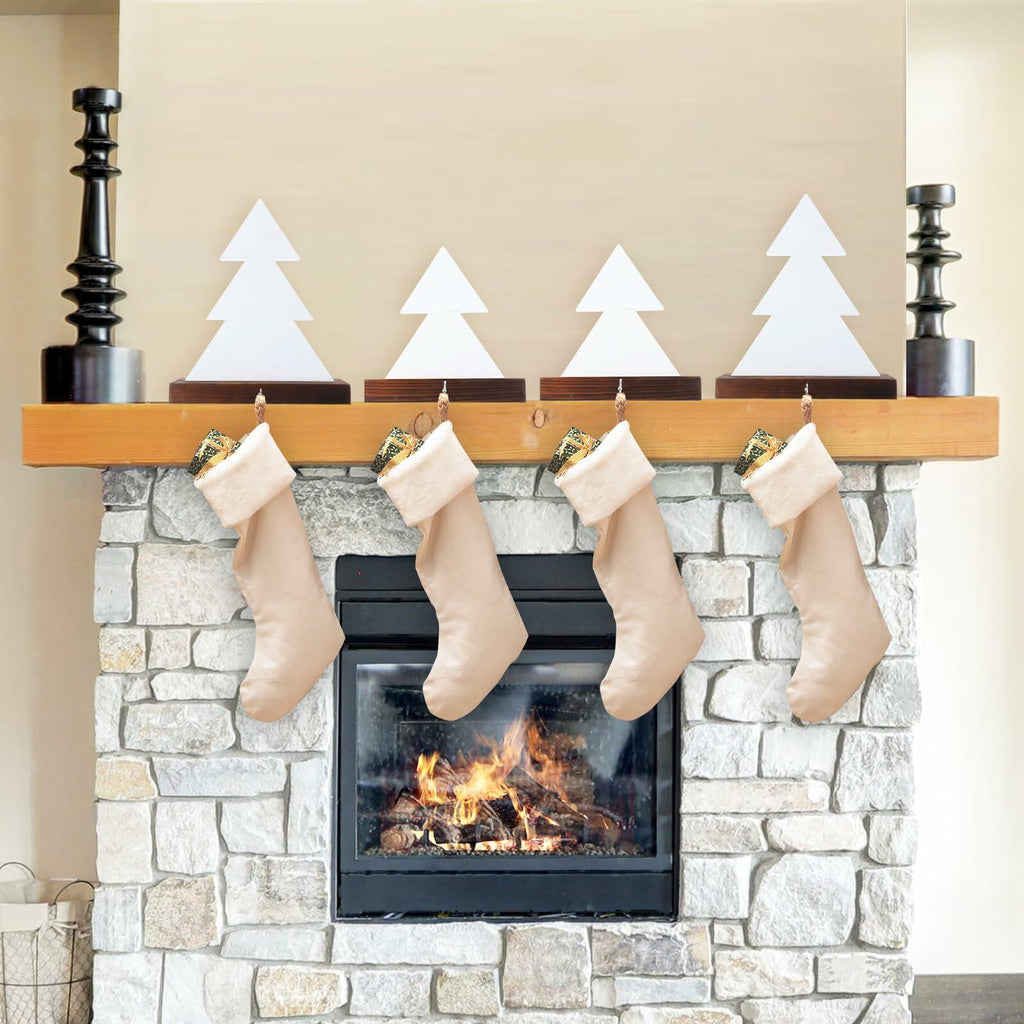 [Like_new] Beeveer Christmas Tree Stocking Holder White Wooden Mantle Hanger 9.8 Inch 2 Pc