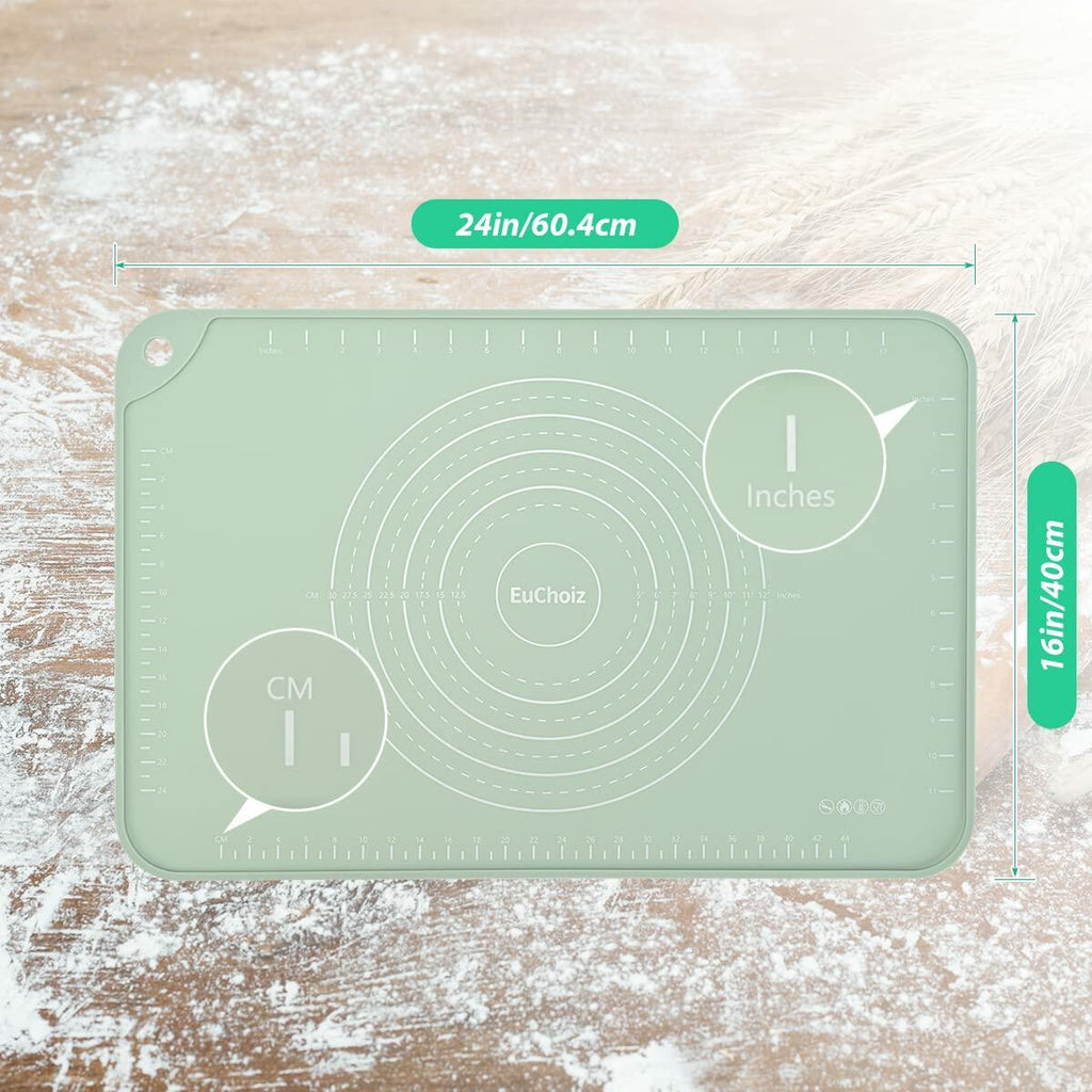[Like_new] EuChoiz Silicone Pastry Mat 24x16 Extra Thick Non Stick Baking Mat Green