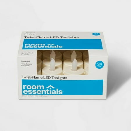 [Like New] Room Essentials 24ct Twist-Flame LED Tealight Candles Cream Battery Operated